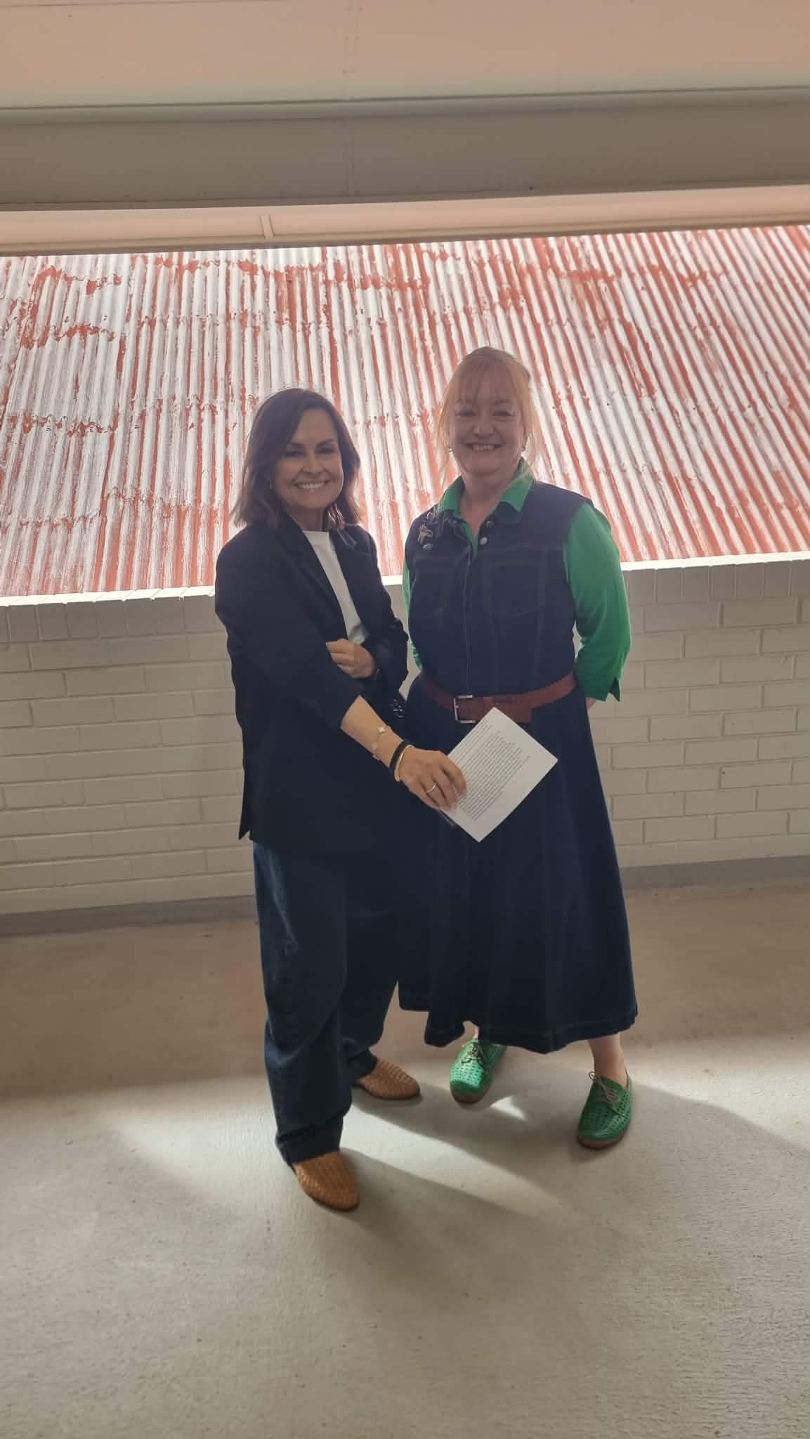 Lisa Wilkinson and Robyn Heitmann on the top floor of the Ruthven Mansions
